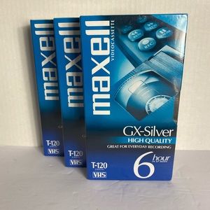 Maxwell VHS 6 hrs T-120 blank new in package 3 Pack audio